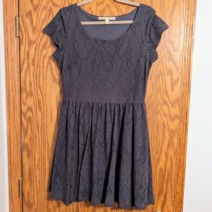 Lauren Conrad Grey Crochet Skater Dress